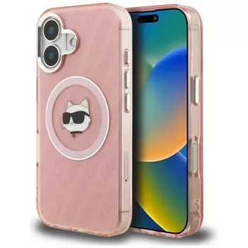 Karl Lagerfeld IML Choupette Head Logo MagSafe puzdro pre Apple iPhone 16, ružová