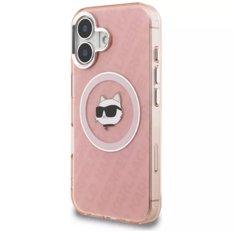 Karl Lagerfeld IML Choupette Head Logo MagSafe puzdro pre Apple iPhone 16, ružová