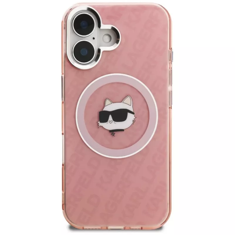Karl Lagerfeld IML Choupette Head Logo MagSafe puzdro pre Apple iPhone 16, ružová