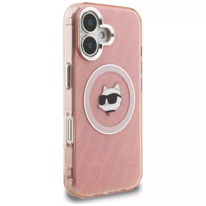 Karl Lagerfeld IML Choupette Head Logo MagSafe puzdro pre Apple iPhone 16, ružová