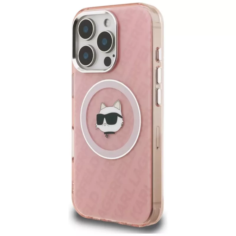 Karl Lagerfeld IML Choupette Head Logo MagSafe puzdro pre Apple iPhone 16 Pro, ružová