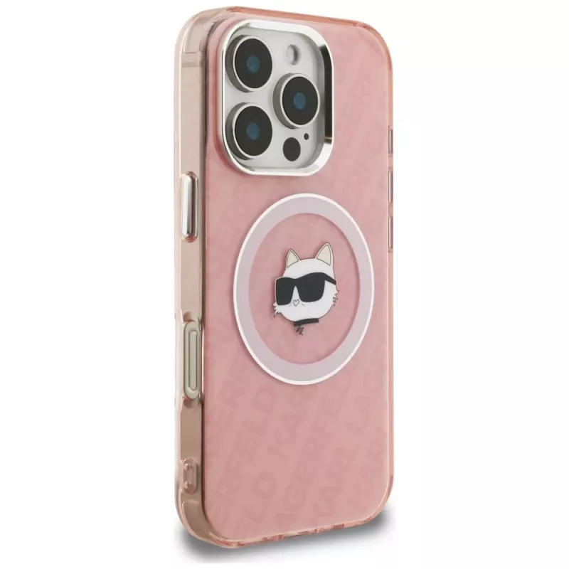 Karl Lagerfeld IML Choupette Head Logo MagSafe puzdro pre Apple iPhone 16 Pro Max, ružová