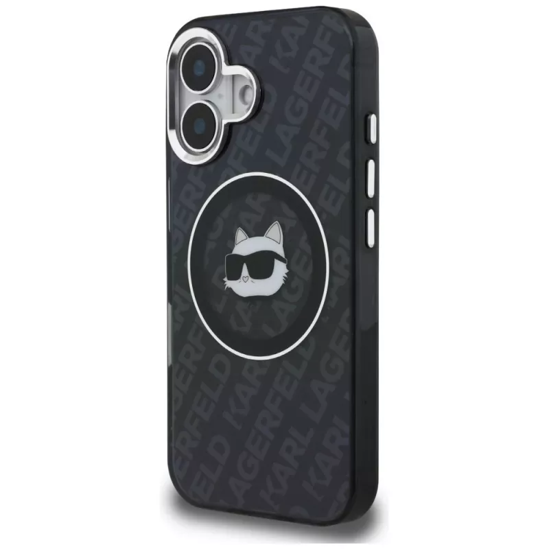 Karl Lagerfeld IML Choupette Head Logo MagSafe puzdro pre iPhone 16, čierna