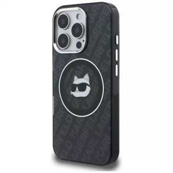 Karl Lagerfeld IML Choupette Head Logo MagSafe puzdro pre iPhone 16 Pro, čierna