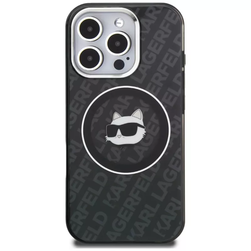 Karl Lagerfeld IML Choupette Head Logo MagSafe puzdro pre iPhone 16 Pro, čierna