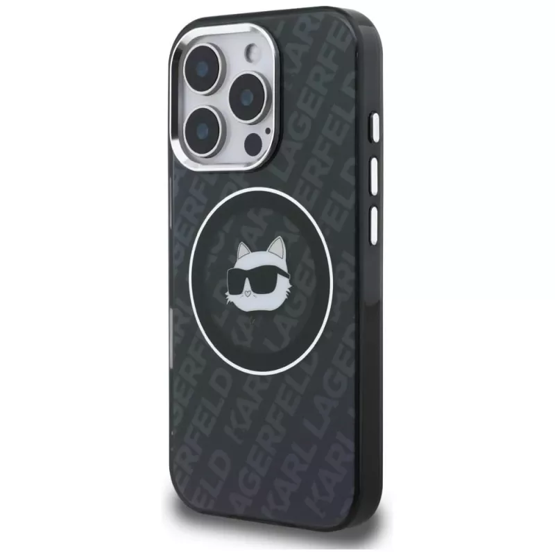 KARL LAGERFELD IML Choupette Head Logo MagSafe puzdro pre Apple iPhone 16 Pro Max, čierna
