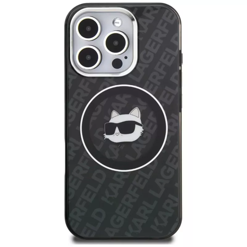 KARL LAGERFELD IML Choupette Head Logo MagSafe puzdro pre Apple iPhone 16 Pro Max, čierna