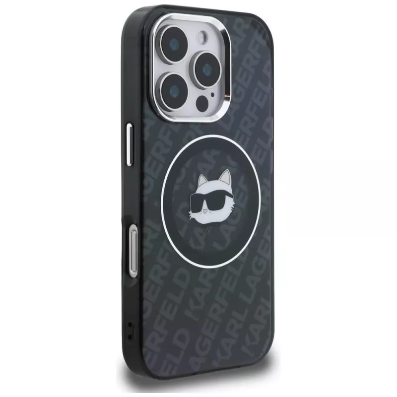 KARL LAGERFELD IML Choupette Head Logo MagSafe puzdro pre Apple iPhone 16 Pro Max, čierna