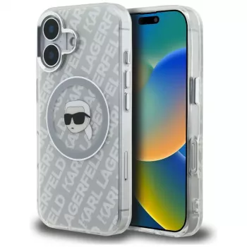 Karl Lagerfeld IML Karl Head Logo MagSafe puzdro pre iPhone 16, sivá