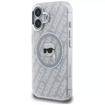 Karl Lagerfeld IML Karl Head Logo MagSafe puzdro pre iPhone 16, sivá