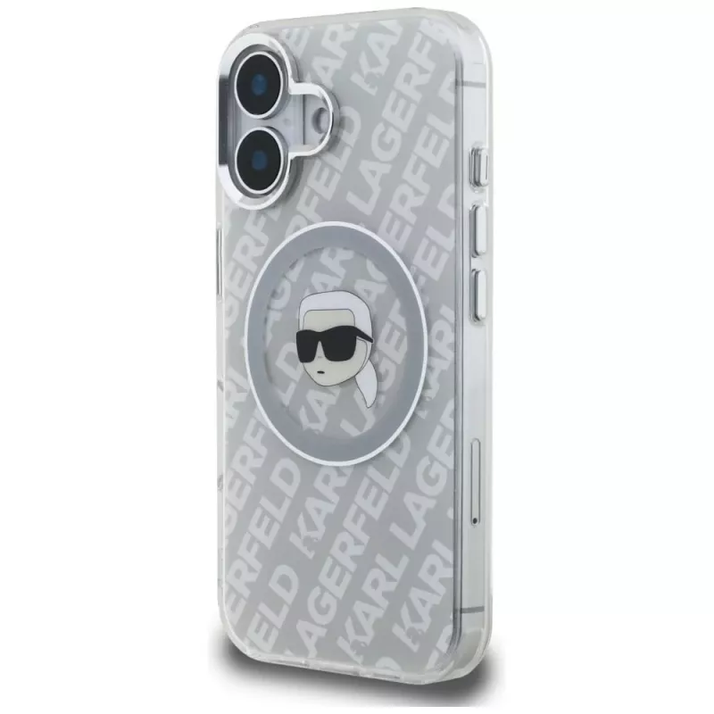 Karl Lagerfeld IML Karl Head Logo MagSafe puzdro pre iPhone 16, sivá