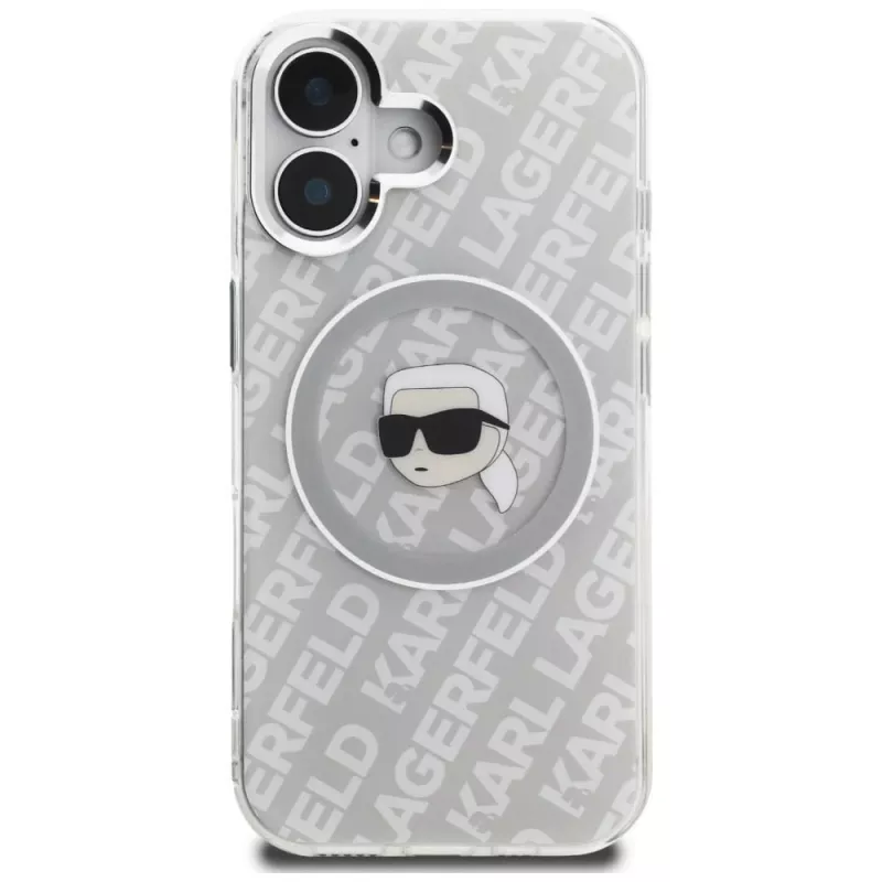 Karl Lagerfeld IML Karl Head Logo MagSafe puzdro pre iPhone 16, sivá