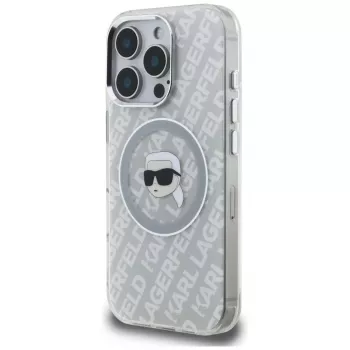 KARL LAGERFELD IML Karl Head Logo MagSafe puzdro pre Apple iPhone 16 Pro, sivá