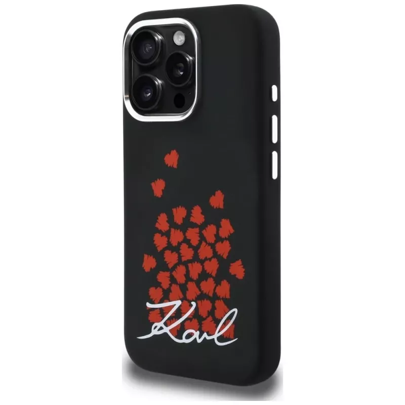 Karl Lagerfeld Silicone Heart SignLogo MagSafe puzdro pre iPhone 16 Pro Max čierna