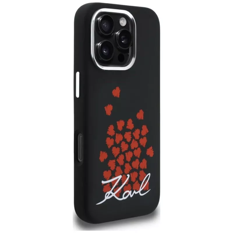 Karl Lagerfeld Silicone Heart SignLogo MagSafe puzdro pre iPhone 16 Pro Max čierna
