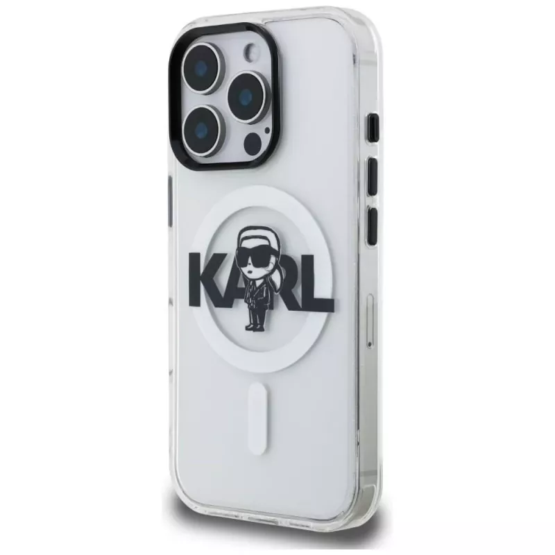 Karl Lagerfeld IML Karl Sketch Logo MagSafe puzdro pre iPhone 16 Pro Max, transparentná