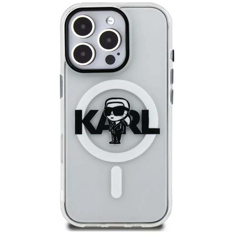 Karl Lagerfeld IML Karl Sketch Logo MagSafe puzdro pre iPhone 16 Pro Max, transparentná
