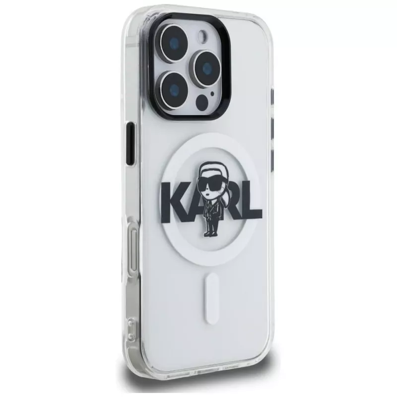Karl Lagerfeld IML Karl Sketch Logo MagSafe puzdro pre iPhone 16 Pro Max, transparentná