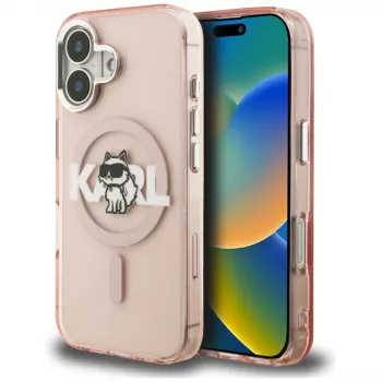 KARL LAGERFELD IML Choupette Sketch Logo MagSafe puzdro pre iPhone 16 ružová