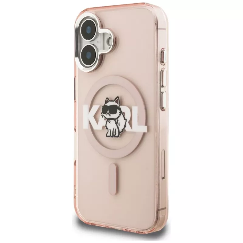 KARL LAGERFELD IML Choupette Sketch Logo MagSafe puzdro pre iPhone 16 ružová