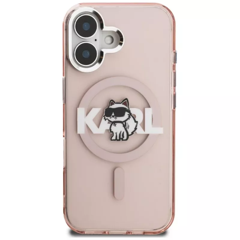 KARL LAGERFELD IML Choupette Sketch Logo MagSafe puzdro pre iPhone 16 ružová