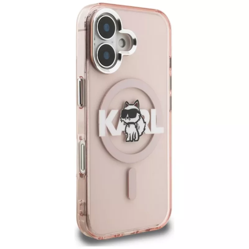KARL LAGERFELD IML Choupette Sketch Logo MagSafe puzdro pre iPhone 16 ružová