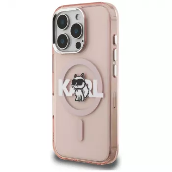 Karl Lagerfeld IML Choupette Sketch Logo MagSafe puzdro pre iPhone 16 Pro ružová