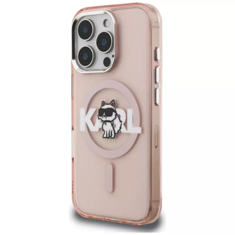 Karl Lagerfeld IML Choupette Sketch Logo MagSafe puzdro pre iPhone 16 Pro ružová