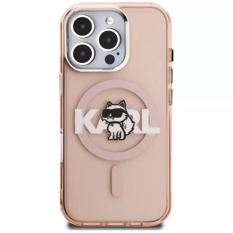 Karl Lagerfeld IML Choupette Sketch Logo MagSafe puzdro pre iPhone 16 Pro ružová