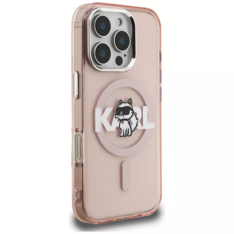 Karl Lagerfeld IML Choupette Sketch Logo MagSafe puzdro pre iPhone 16 Pro ružová
