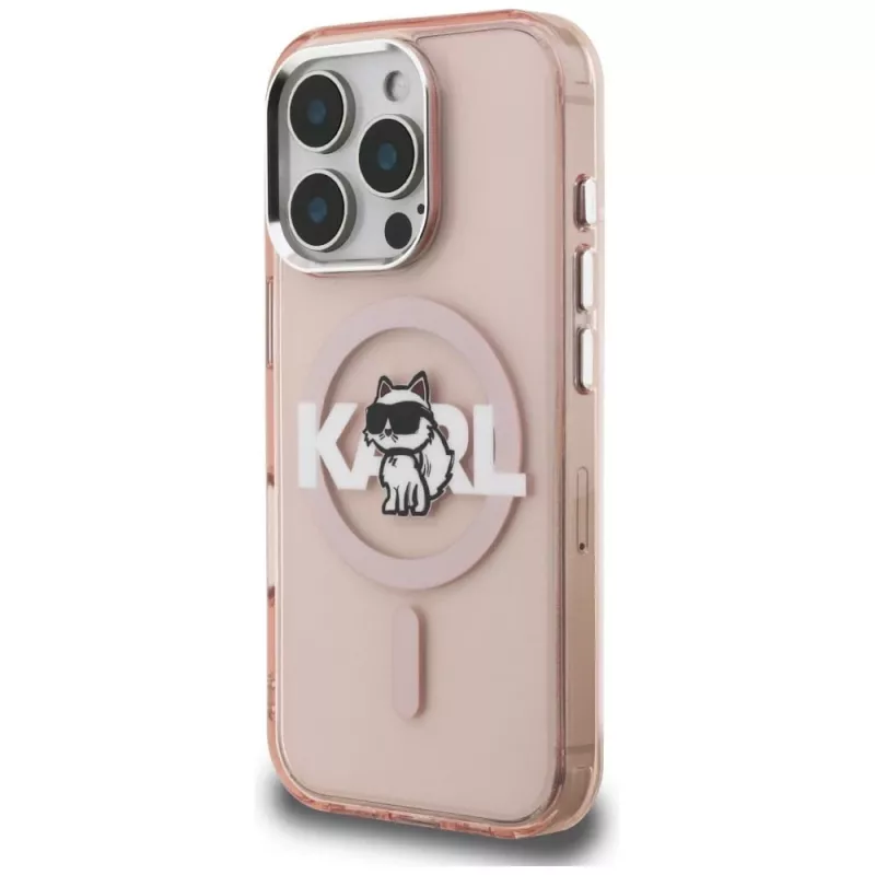 Karl Lagerfeld IML Choupette Sketch Logo MagSafe puzdro pre iPhone 16 Pro Max, ružová