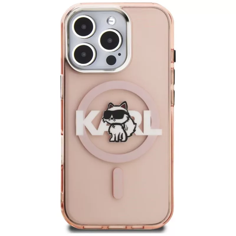 Karl Lagerfeld IML Choupette Sketch Logo MagSafe puzdro pre iPhone 16 Pro Max, ružová