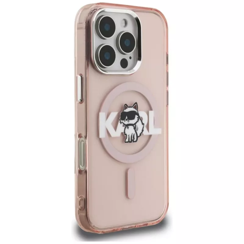 Karl Lagerfeld IML Choupette Sketch Logo MagSafe puzdro pre iPhone 16 Pro Max, ružová