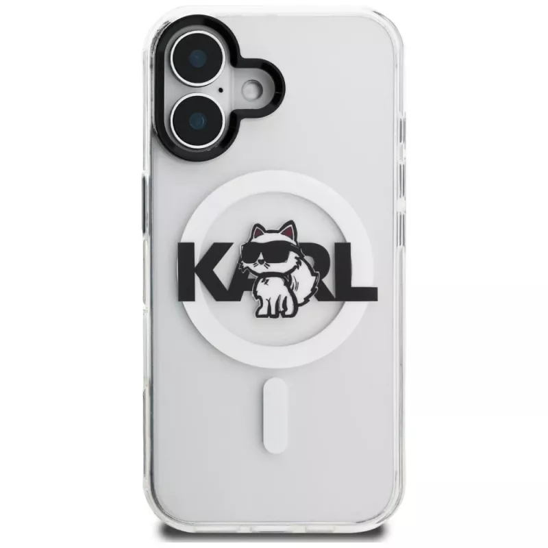 Karl Lagerfeld IML Choupette Sketch Logo MagSafe puzdro pre iPhone 16, transparentná