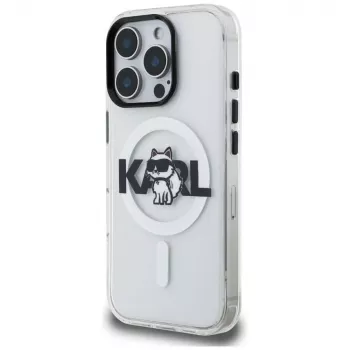 KARL LAGERFELD IML Choupette Sketch Logo MagSafe puzdro pre iPhone 16 Pro Max, transparentná