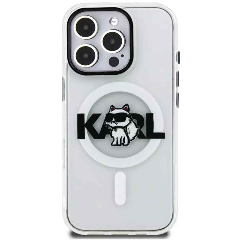 KARL LAGERFELD IML Choupette Sketch Logo MagSafe puzdro pre iPhone 16 Pro Max, transparentná
