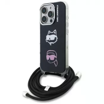 KARL LAGERFELD IML Crossbody puzdro pre iPhone 16 Pro, čierna