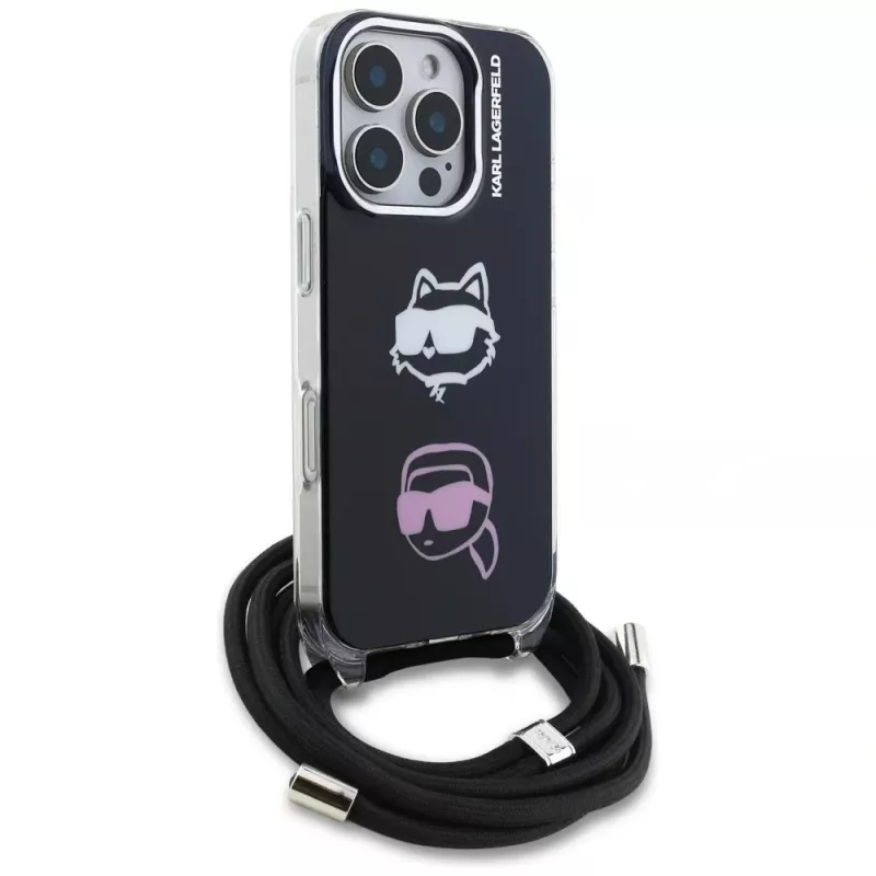 KARL LAGERFELD IML Crossbody puzdro pre iPhone 16 Pro, čierna