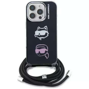 KARL LAGERFELD IML Crossbody puzdro s Karl & Choupette Head pre Apple iPhone 16 Pro Max, čierna