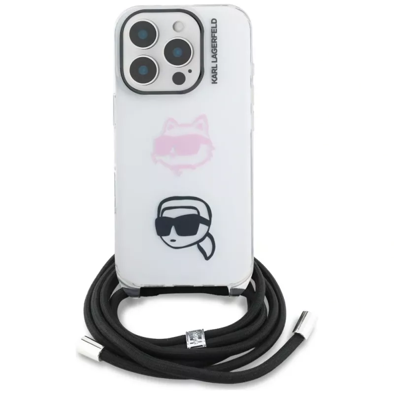 KARL LAGERFELD IML Crossbody puzdro pre Apple iPhone 16 Pro, biela