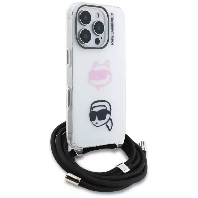 KARL LAGERFELD IML Crossbody puzdro pre Apple iPhone 16 Pro, biela