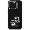 KARL LAGERFELD Silicone Karl & Choupette Sketch MagSafe puzdro pre Apple iPhone 16 Pro Max, čierna