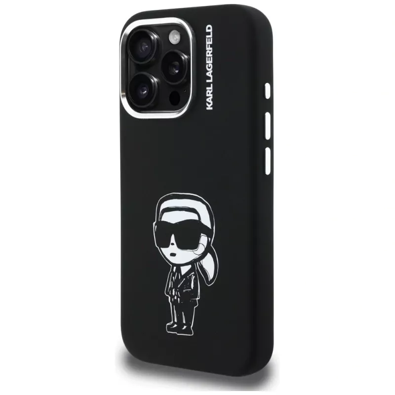 KARL LAGERFELD Silicone Karl Sketch MagSafe puzdro pre Apple iPhone 16 Pro, čierna