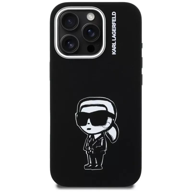 KARL LAGERFELD Silicone Karl Sketch MagSafe puzdro pre Apple iPhone 16 Pro, čierna