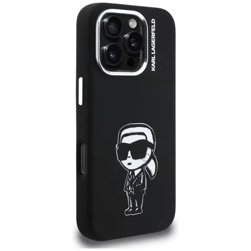 KARL LAGERFELD Silicone Karl Sketch MagSafe puzdro pre Apple iPhone 16 Pro, čierna