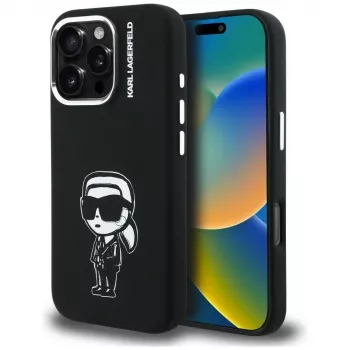 KARL LAGERFELD Silicone Karl Sketch MagSafe puzdro pre Apple iPhone 16 Pro Max, čierna