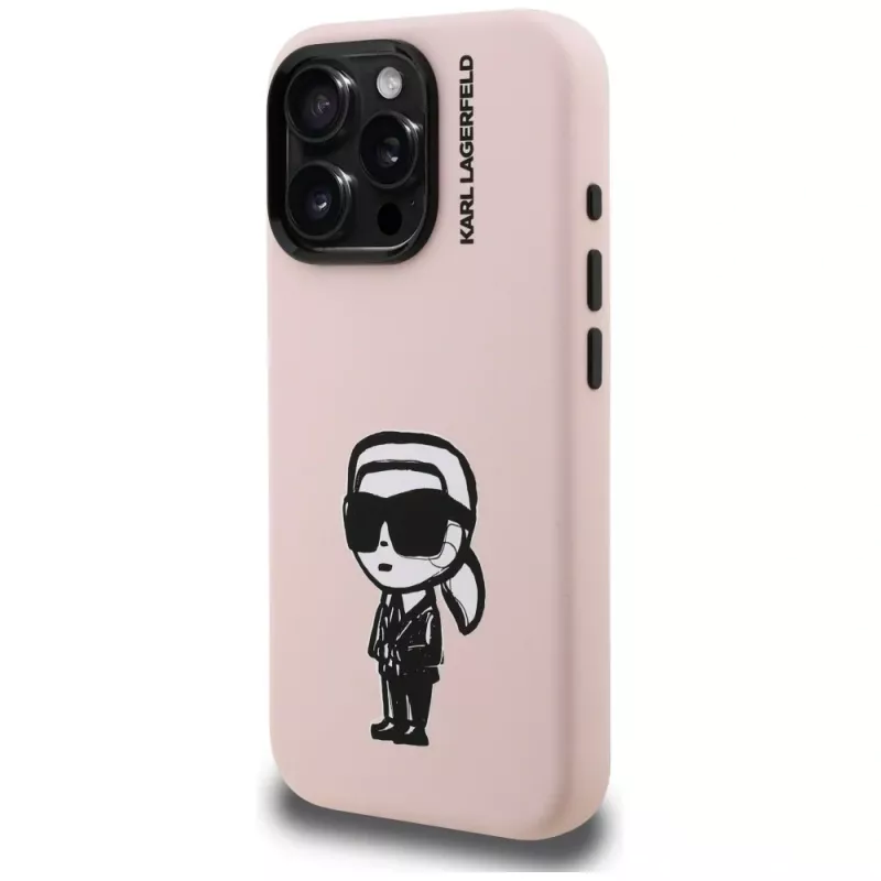 KARL LAGERFELD Silicone Karl Sketch MagSafe puzdro pre iPhone 16 Pro ružová