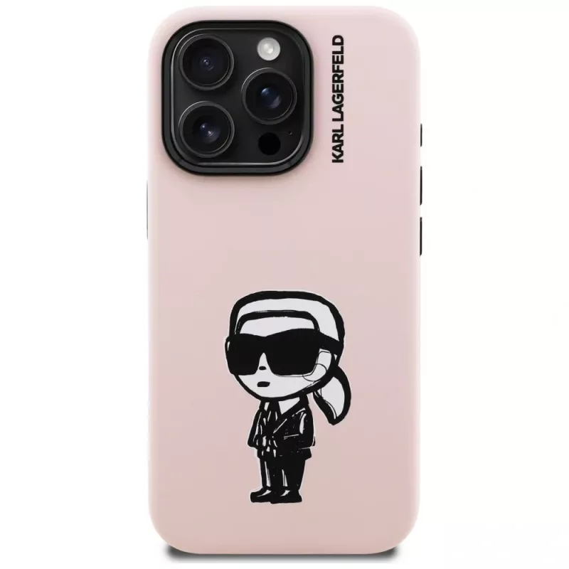 KARL LAGERFELD Silicone Karl Sketch MagSafe puzdro pre iPhone 16 Pro Max ružová