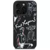 KARL LAGERFELD Grained Pattern & Logo MagSafe puzdro pre iPhone 16 Pro, čierna