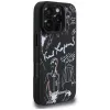 KARL LAGERFELD Grained Pattern & Logo MagSafe puzdro pre iPhone 16 Pro, čierna
